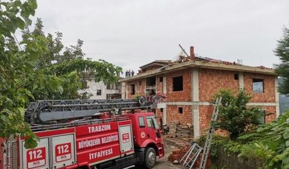 Of’ta inşaatın çekme katı çöktü 1 ölü, 1 yaralı