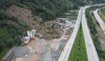 Of'ta yaşanan selin drone görüntüleri