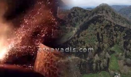 Of Havadis Kıyıcık’ta yanan alanı havadan görüntüledi