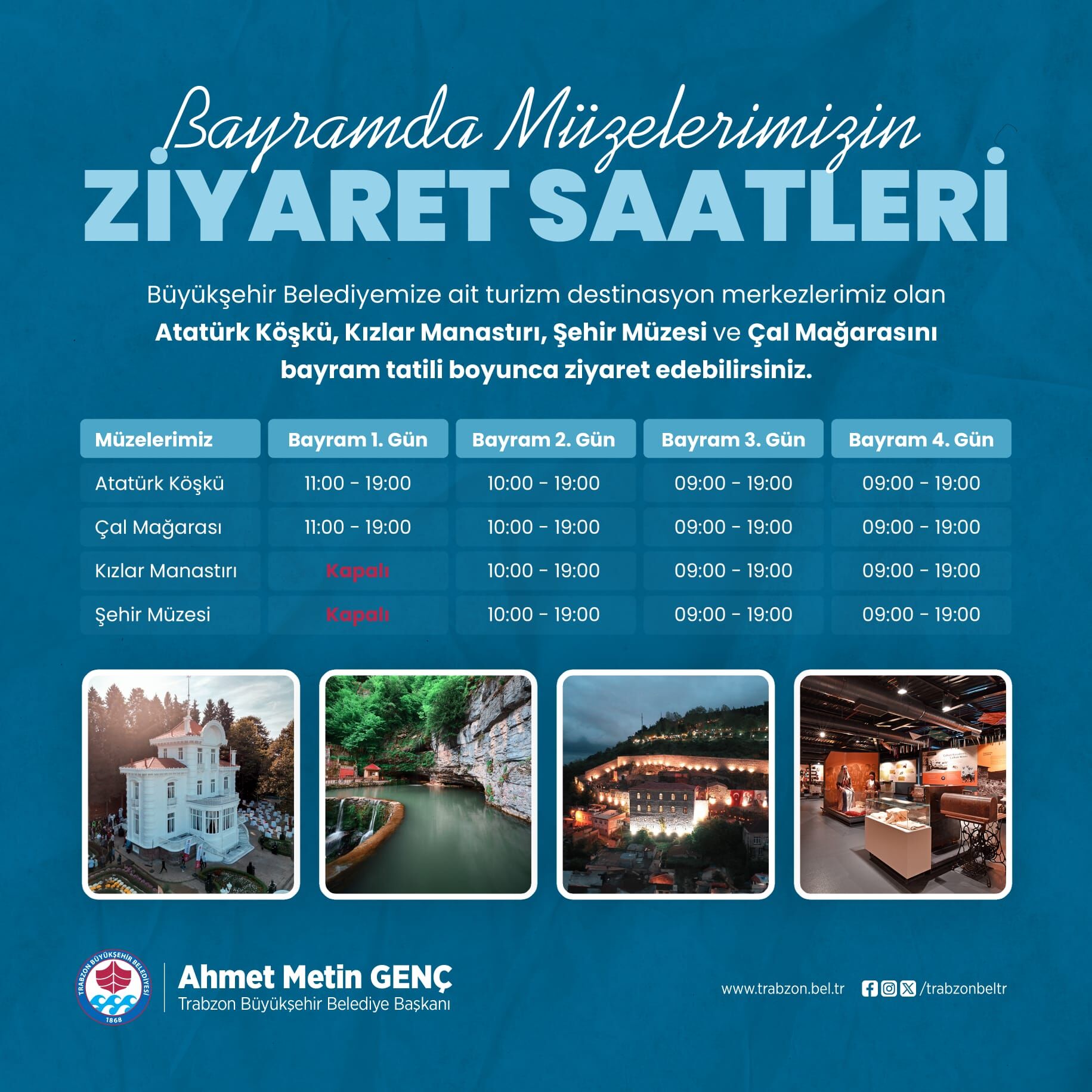 Büyükşehirin Turizm Destinasyonları Bayramda Ziyarete Açık